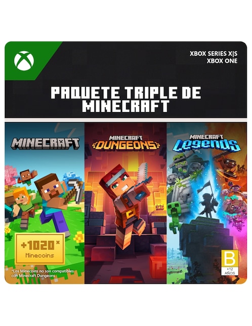 Minecraft Triple Bundle: Minecraft + Minecraft Dungeons + Minecraft Legends Xbox Series S/X y Xbox One